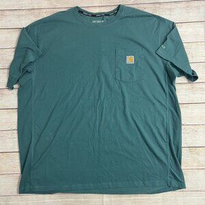 Carhartt Force Relaxed Fit‎ Pocket Tee 2XL Green Short Sleeve Work Shirt Men's